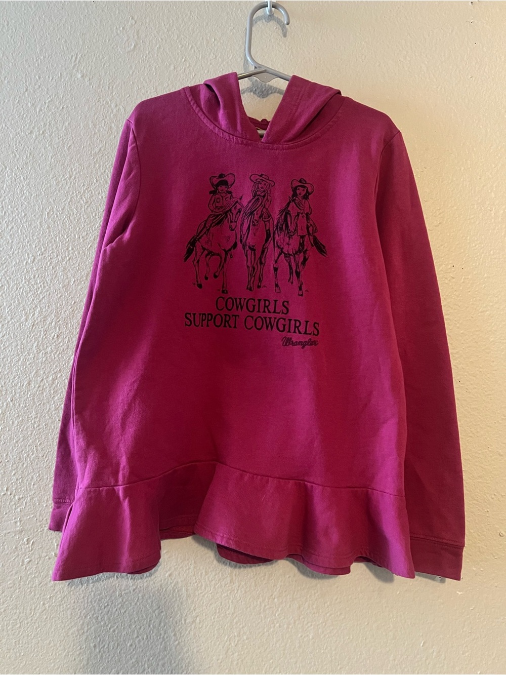 Wrangler® Children's Cowgirls Support Cowgirls Dark Pink Hoodie